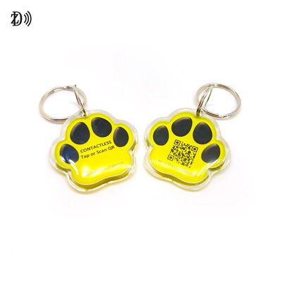Эпоксидный собачий кость настраиваемый QR-код NTAG 216 888 байт Животный RFID NFC Pet Tag для отслеживания