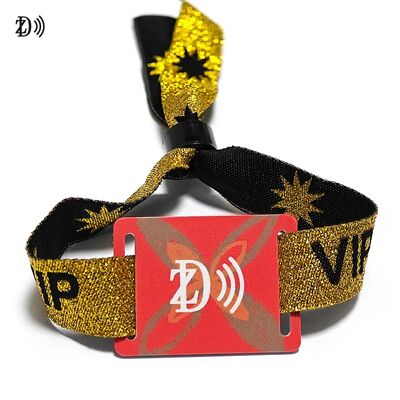 Настроенный NFC 13,56MHz одноразовый тканевой браслет S50 чип RFID браслет для контроля доступа к мероприятию