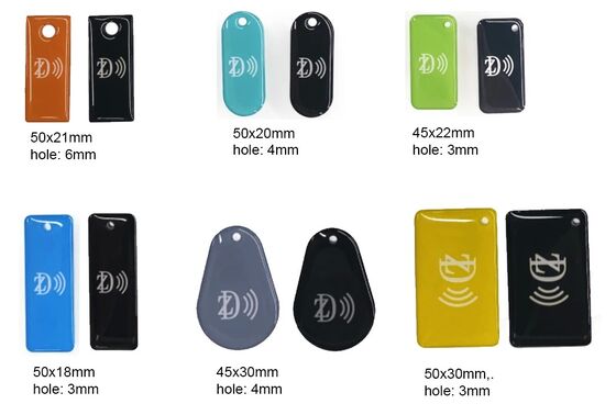 Водонепроницаемый пользовательский дизайн программируемый MIFARE Classic EV1 1K / 4K NFC RFID эпоксидный ключевой цепь для ключевого тега контроля доступа