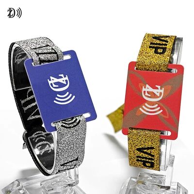 Настроенный NFC 13,56MHz одноразовый тканевой браслет S50 чип RFID браслет для контроля доступа к мероприятию